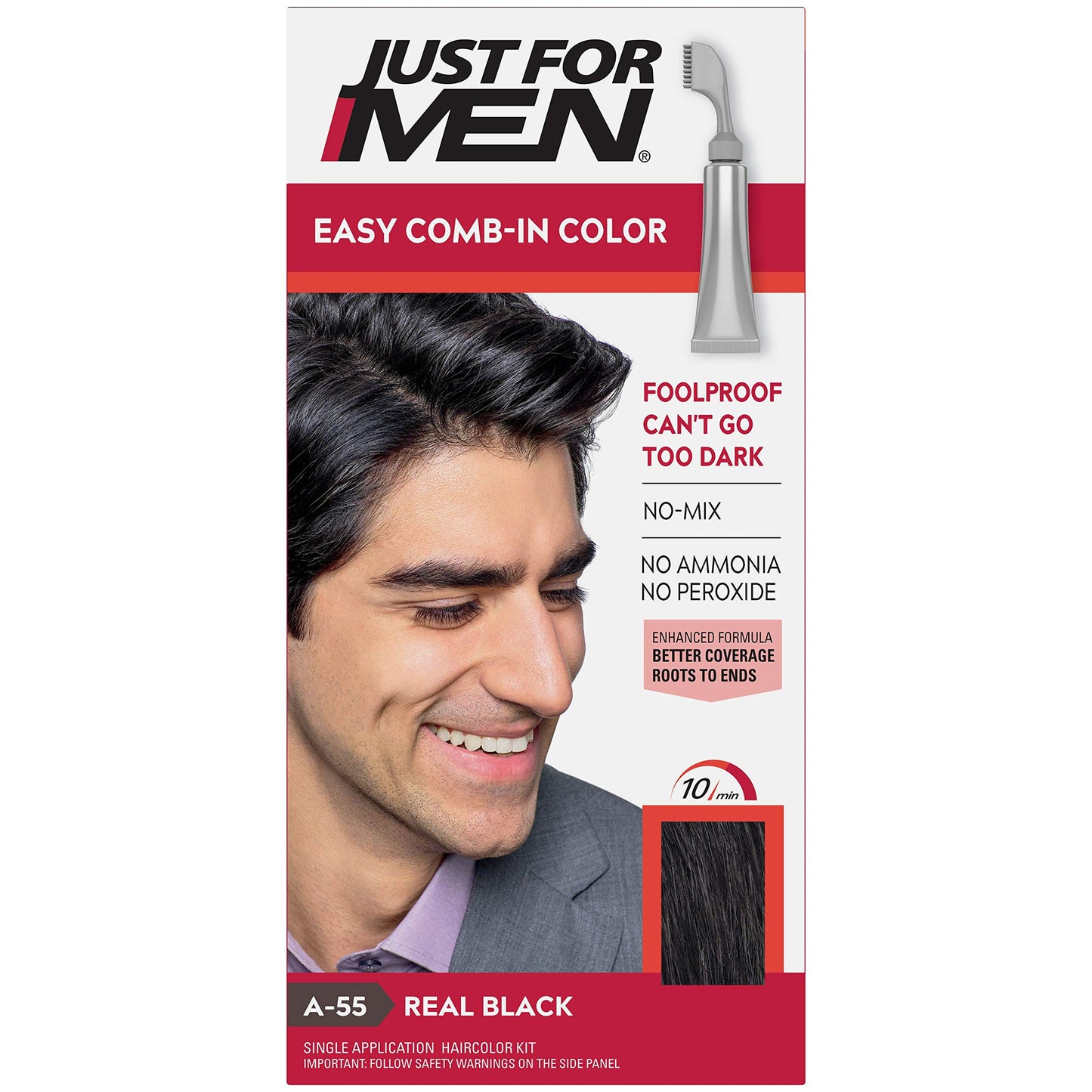 JUST FOR MEN AUTO STOP COMB IN REAL BLACK A55
