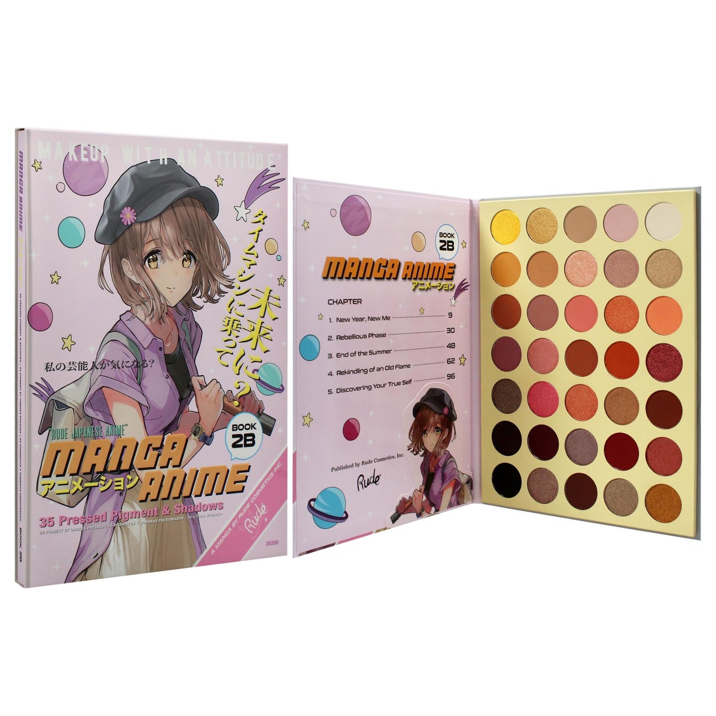 Rude Cosmetics Manga Anime 35 Pressed Pigment and Shadow Book 2B for Women - 1.34 oz Eye Shadow