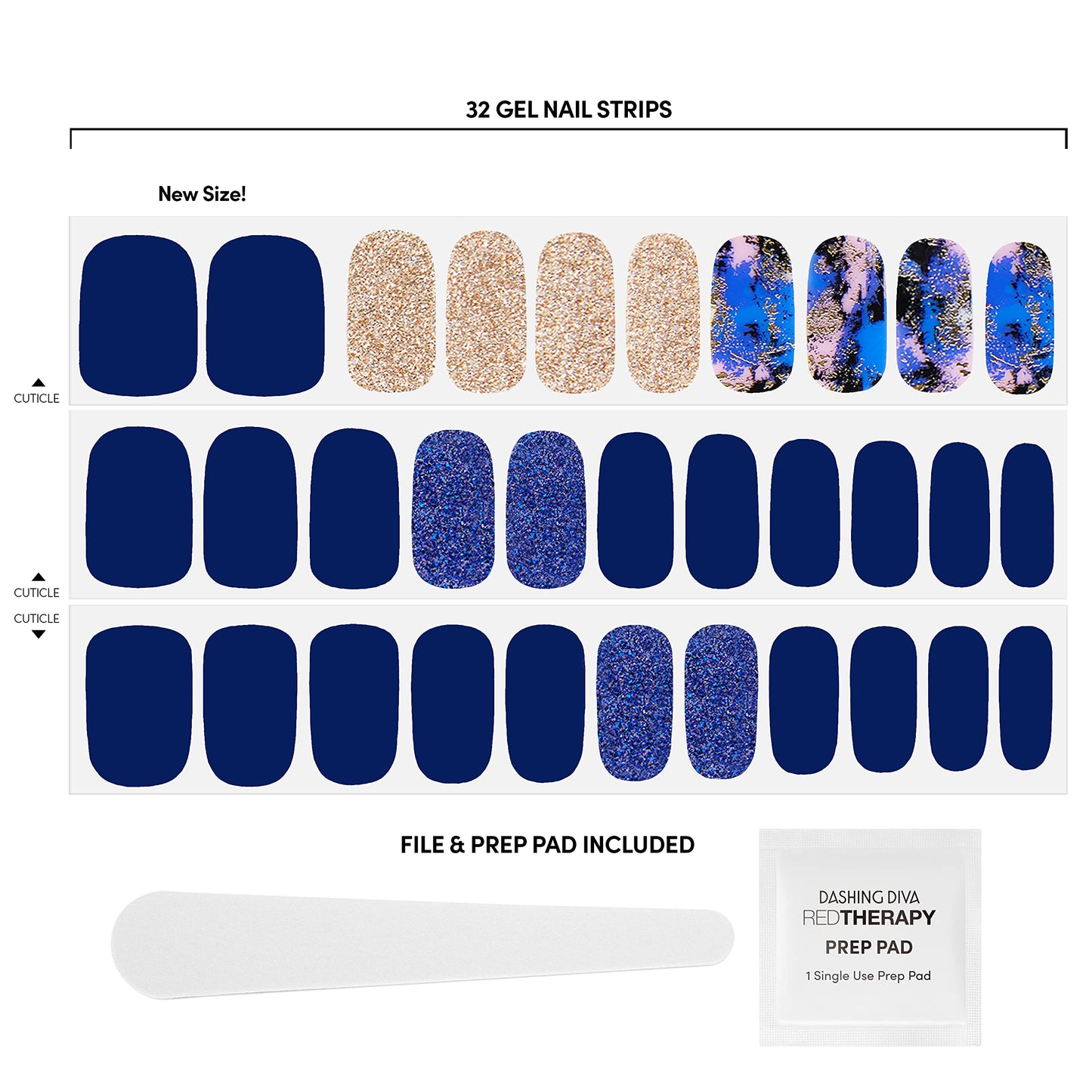 Dashing Diva Gloss Nail Strips - Blue Vixon | UV Free, Chip Resistant, Long Lasting Gel Nail Stickers | Contains 32 Nail Wraps, 1 Prep Pad, 1 Nail Beauty & Personal Care Dashing Diva