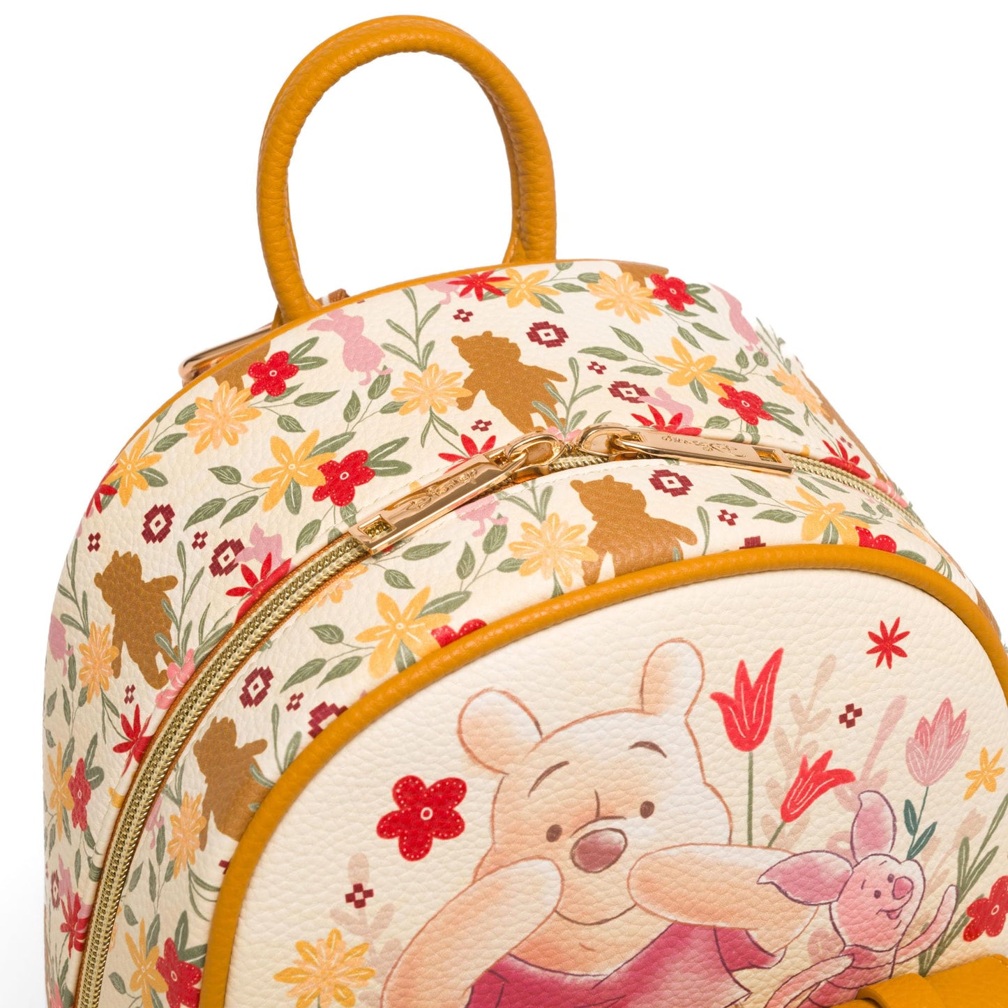 Wondapop Disney Winnie the Pooh and Friends Floral 11" Vegan Leather Fashion Mini Backpack