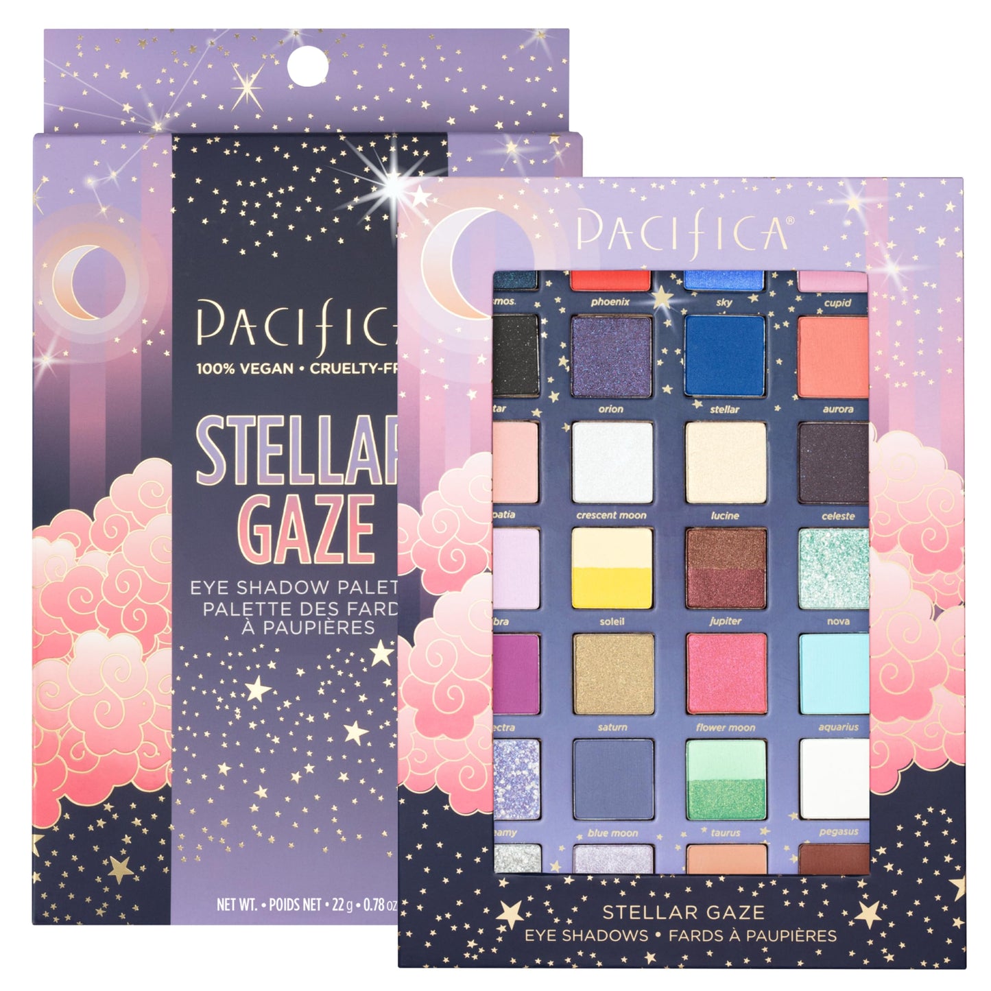 Pacifica Stellar Gaze Eye Shadow Palette - 28 Shades Mineral Eye Shadow Face Makeup Blendable Pigmented Dreamy Pastels, Neutrals, Matte Shimmer…