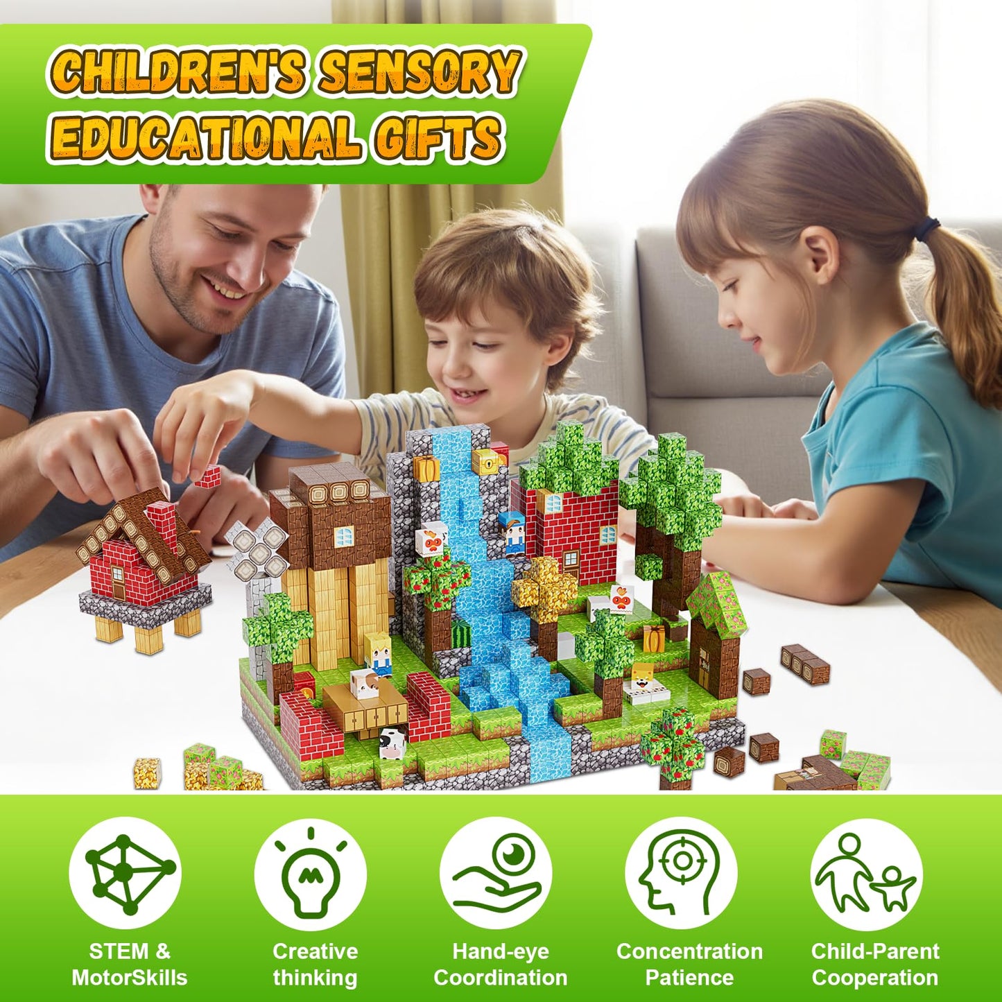 Fitrobust 200pcs Magnetic Building Blocks – STEM Magnet Cubes & Tiles Set for Kids Ages 3-10, Educational Toy, Birthday & Christmas Gift