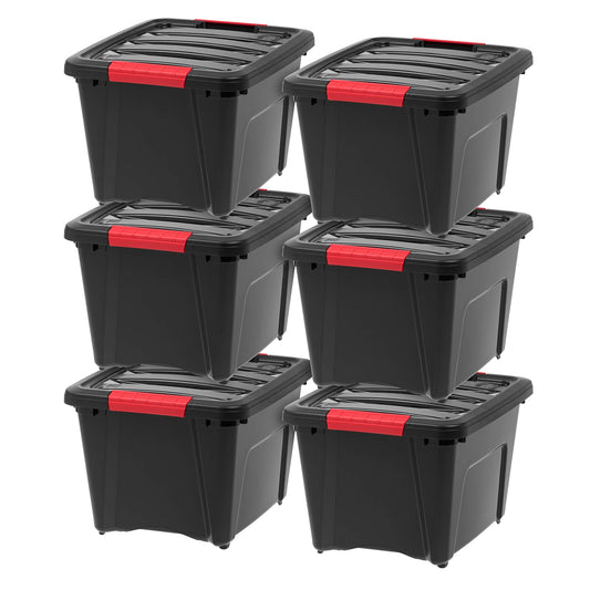 IRIS USA 19 QT Plastic Storage Box with Lid and Latches - 6 Pack - BPA-Free, Garage Organizing Solution, Durable Nestable Stackable Containers…