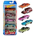 Hot Wheels 1:64 Scale Die-Cast Toy Cars 5-Pack, Set of 5 Toy Race Cars, Hot Rods, Character Cars, Rescue or Pick-Up Trucks (Styles May Vary)