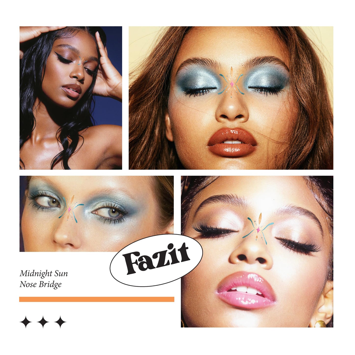 Fazit Makeup Patches - Midnight Sun Nose Bridge - Glow Up Make-Up Patches - Cute Glitter Makeup Accessories for Women - Cosmetic Glitter for Face