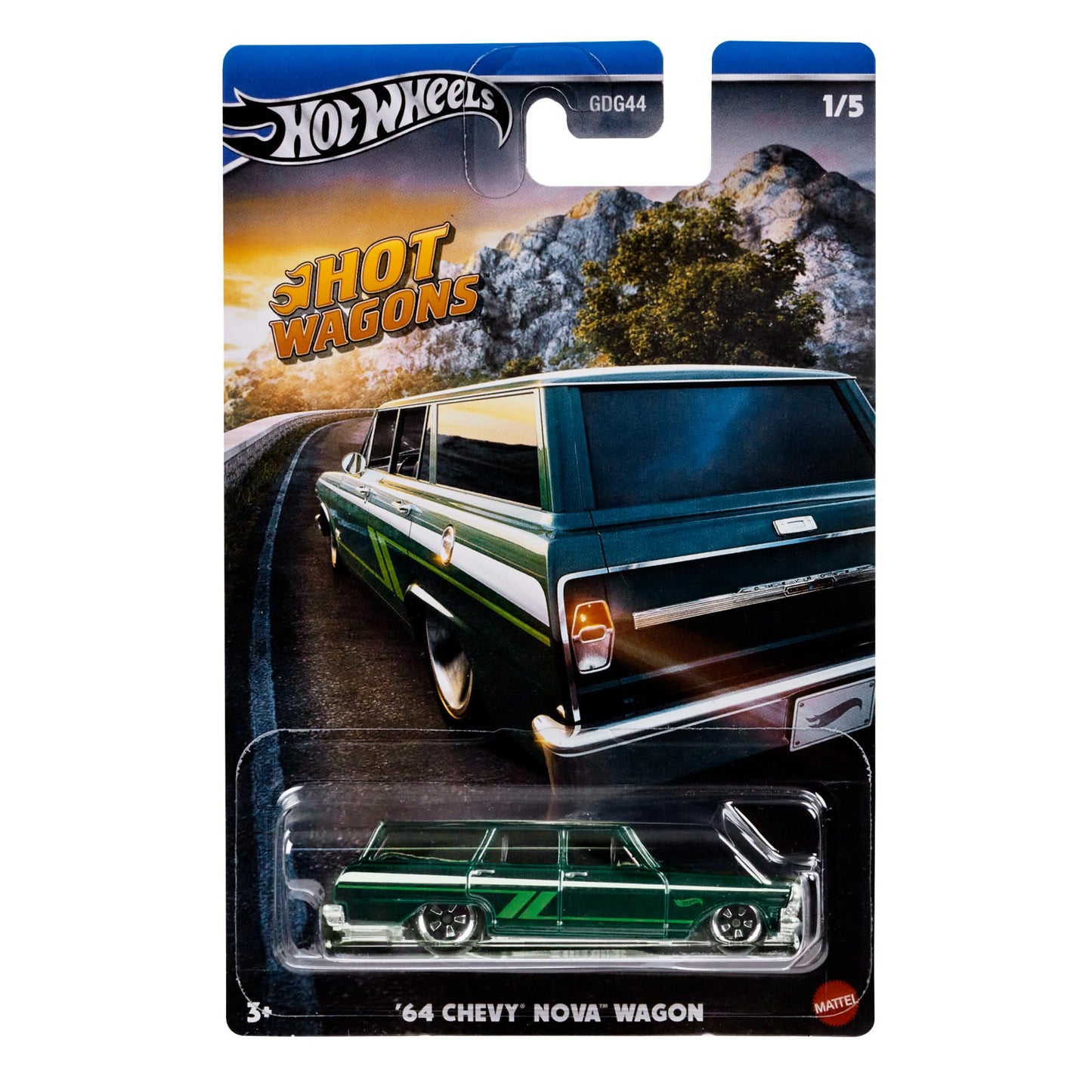Hot Wheels 1:64 Scale, Die-Cast Toy Wagon, '64 Chevy Nova Wagon