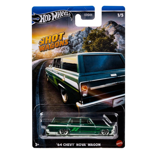 Hot Wheels 1:64 Scale, Die-Cast Toy Wagon, '64 Chevy Nova Wagon