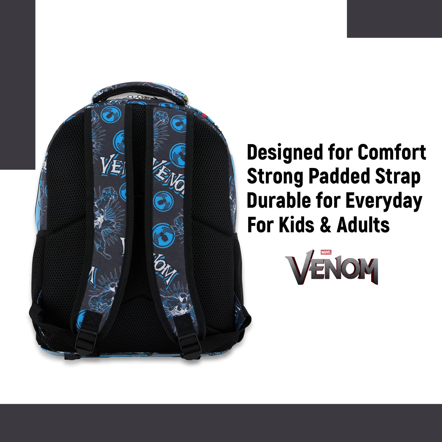 Marvel Comics Venom School Backpack - Avengers, Spiderman, Captain America, Iron Man, Hulk - Officially Licenced Bookbag for Boys & Girls (Venom Black)