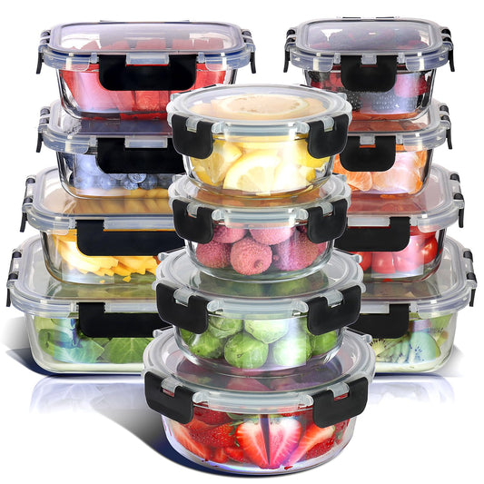 Nestl 24pc (12 Airtight, Freezer Safe Food Storage Containers and 12 Lids), Pantry Kitchen Storage Containers, Glass Meal Prep Container for Lunch…
