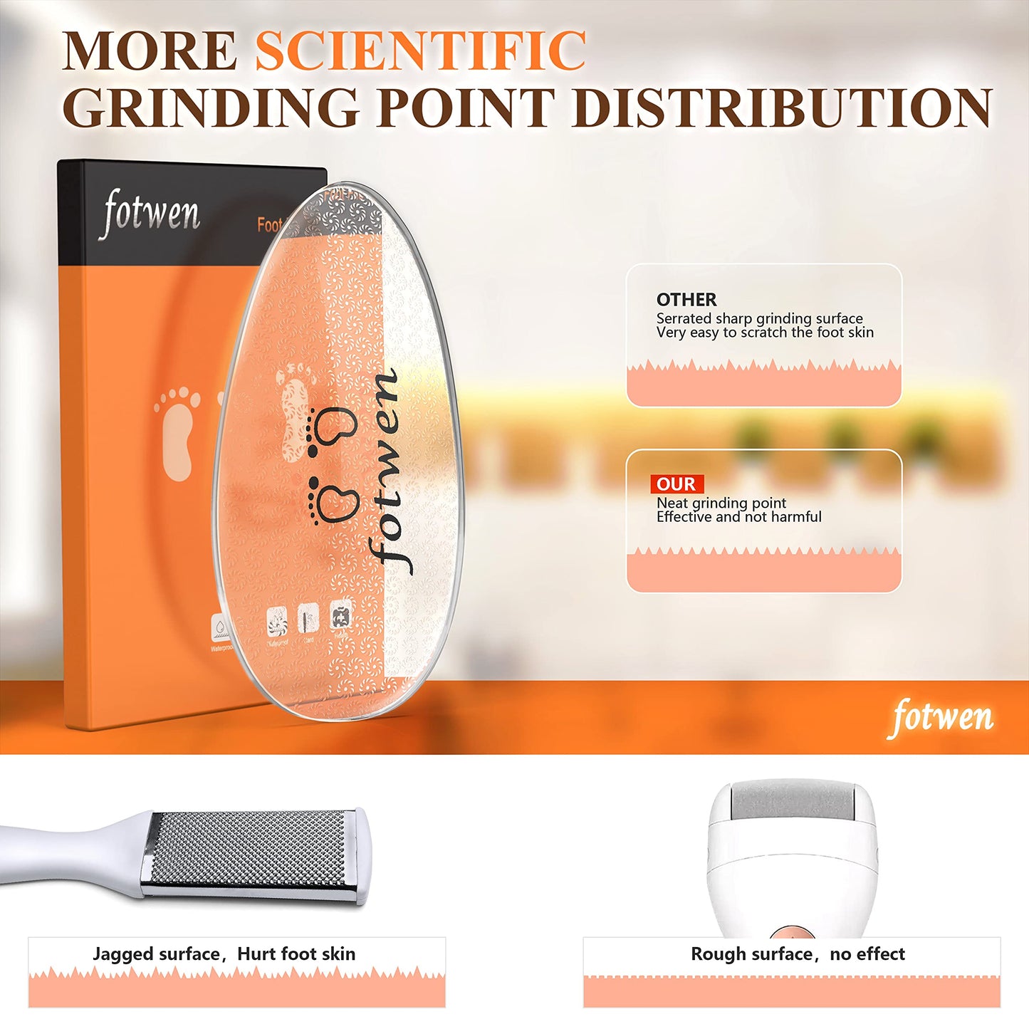 Updated 2025 Nano Foot Scrubber Callus Remover, Foot Care Pedicure Tool, fotwen Foot File with Nano-Level Grinding Points, Great for Dead Skin