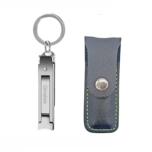 Ginalaia Stainless Steel Portable Nail Cutter?German Keychain Nail Clipper with File for Man and Women, Ultra Thin Flat Fingernail Clipper Perfect Use