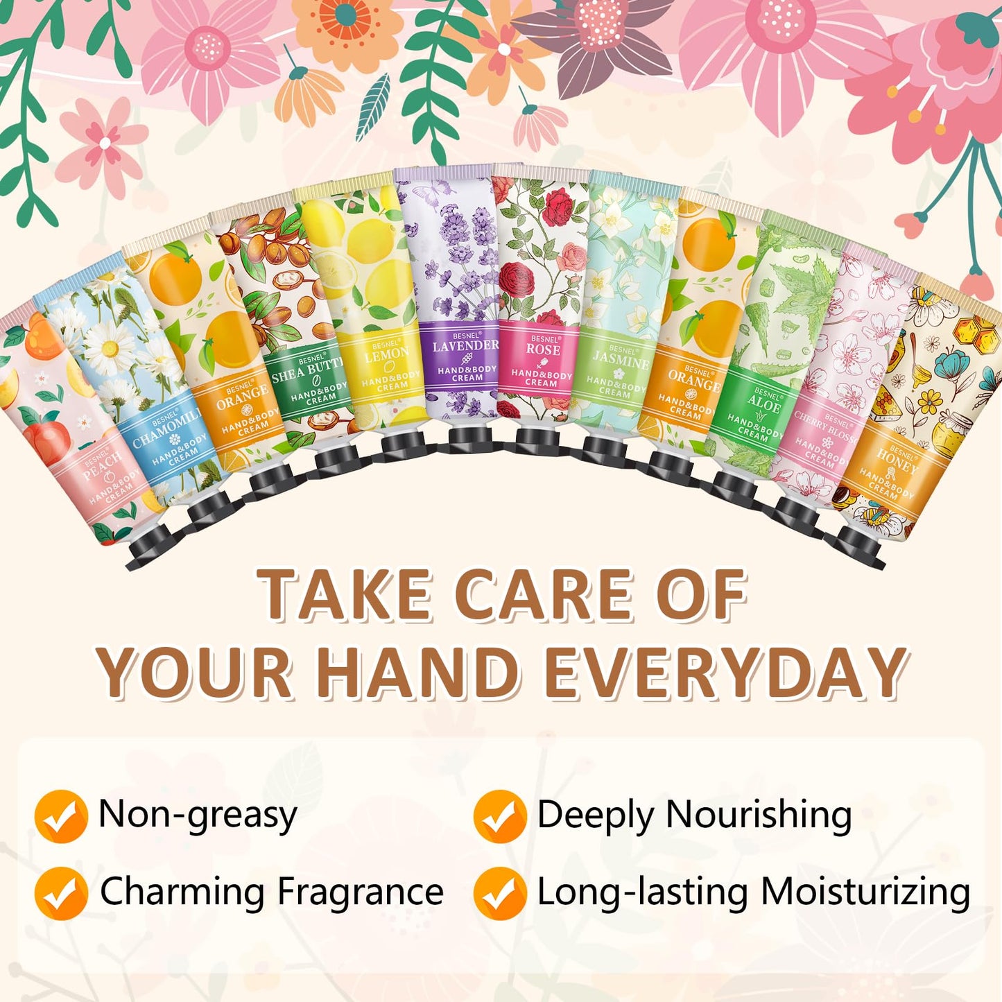 24 Pack Hand Cream Gift Set For Women,Teacher Appreciation Gifts,Mini Hand Lotion Travel Size Moisturizing Hand Cream for Dry Cracked Hands,Graduation Beauty and Personal Care BESNEL