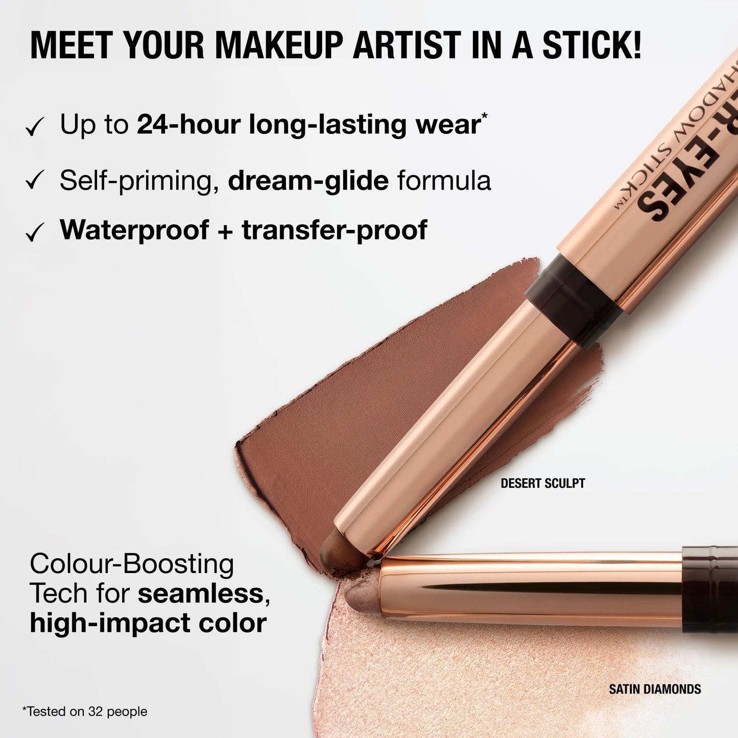 Charlotte Tilbury Exagger-Eyes Easy Eyeshadow Stick, Long-Lasting, Blendable Cream, Waterproof and Crease-proof, Shimmer and Matte Finishes - Oyster Beauty and Personal Care Charlotte Tilbury