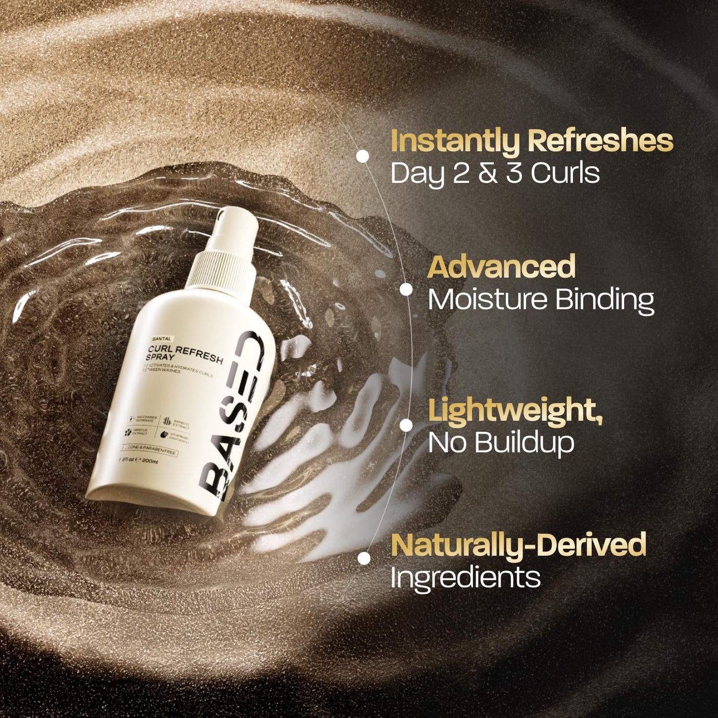 BASED Curl Refresh Spray - Instantly Refresh & Define Curls Without Buildup - Lightweight Hydrating Formula with Bamboo & Hibiscus Extract Beauty and Personal Care BASED BODYWORKS
