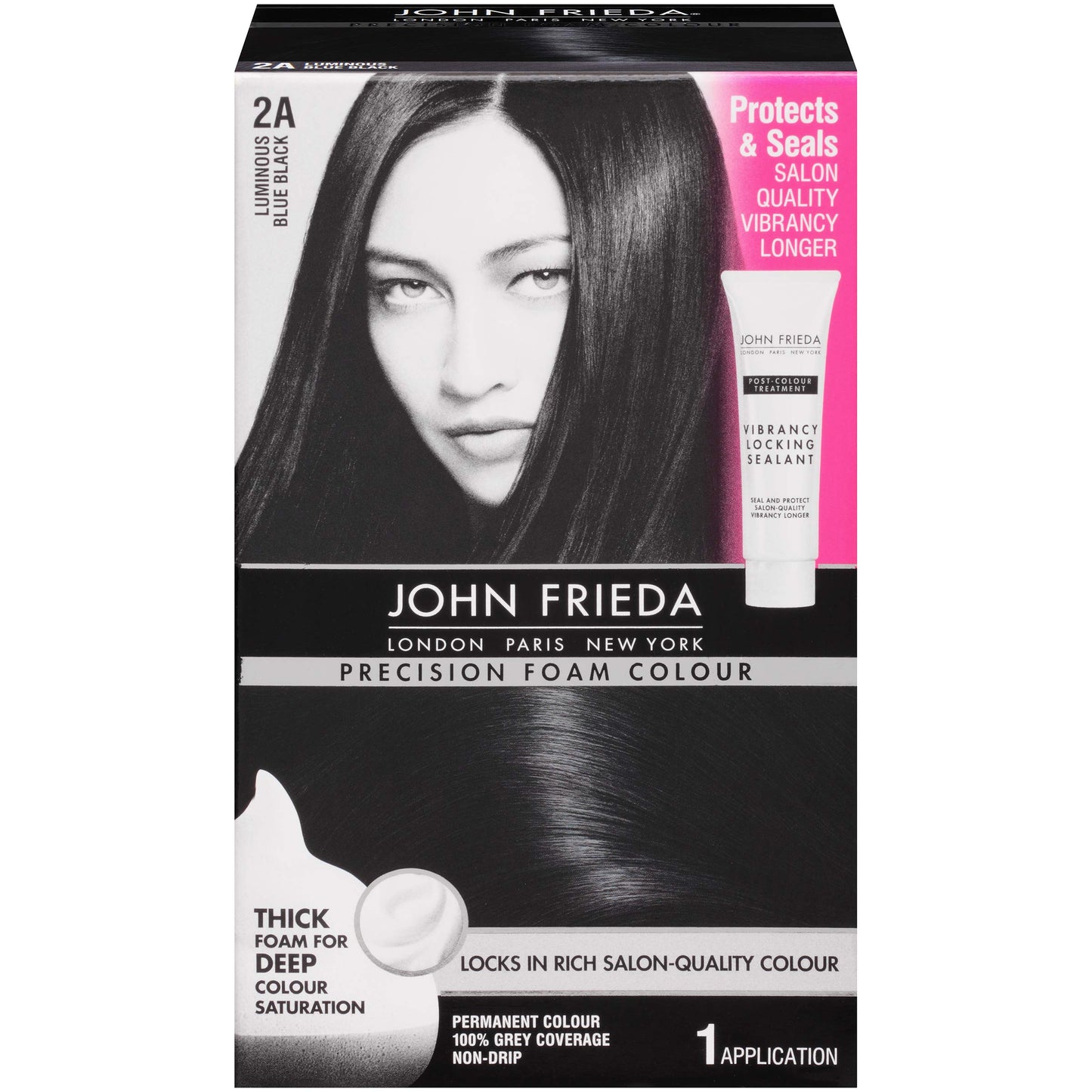 John Frieda Precision Foam Colour Permanent Hair Colour Kit Luminous Blue Black [2A] 1 Each (Pack of 2)