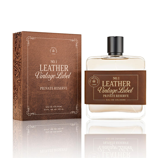 Leather No. 1 by Tru Western, Vintage Label Private Reserve, 3.4 fl oz (100 ml), with Notes of Sun Aged Leather, Cedarwood, Clementine, Masculine Beauty & Personal Care Tru Fragrance Beauty