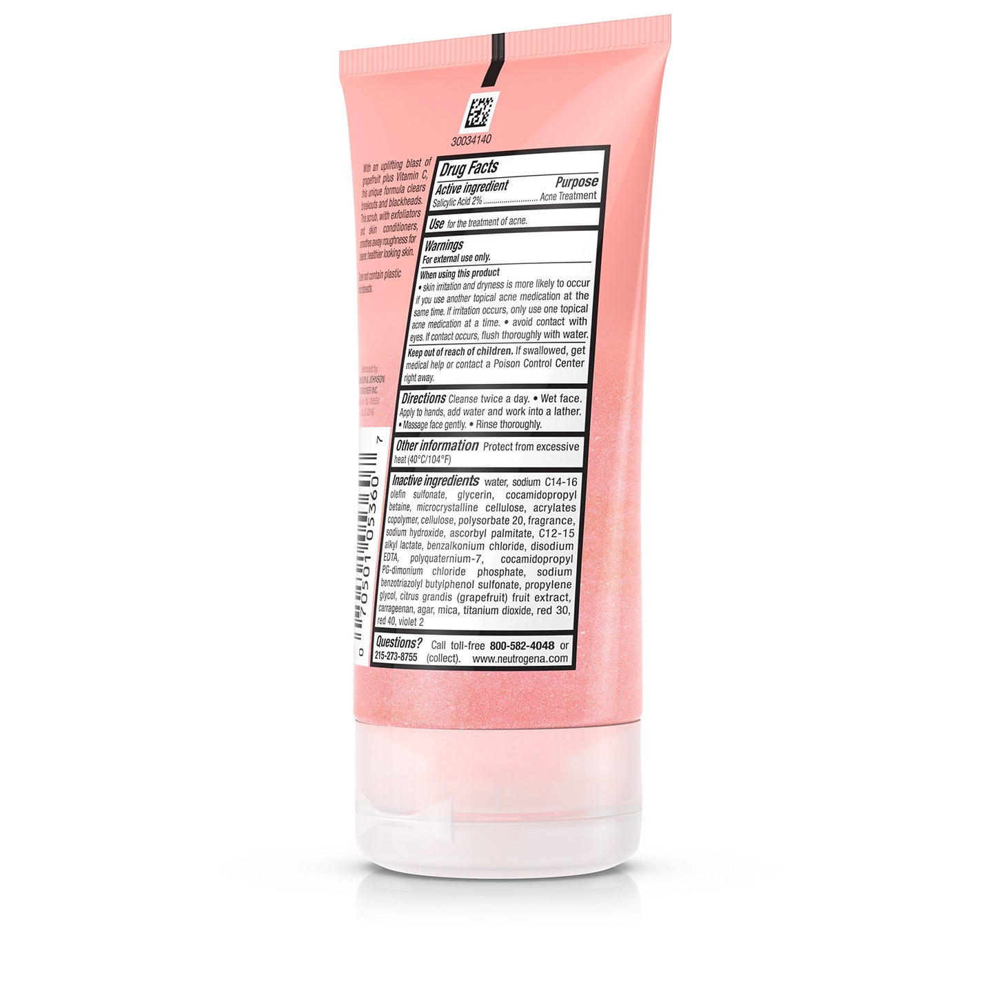 Neutrogena Oil-Free Acne Wash Pink Grapefruit Foaming Scrub, 4.2 Fl Oz
