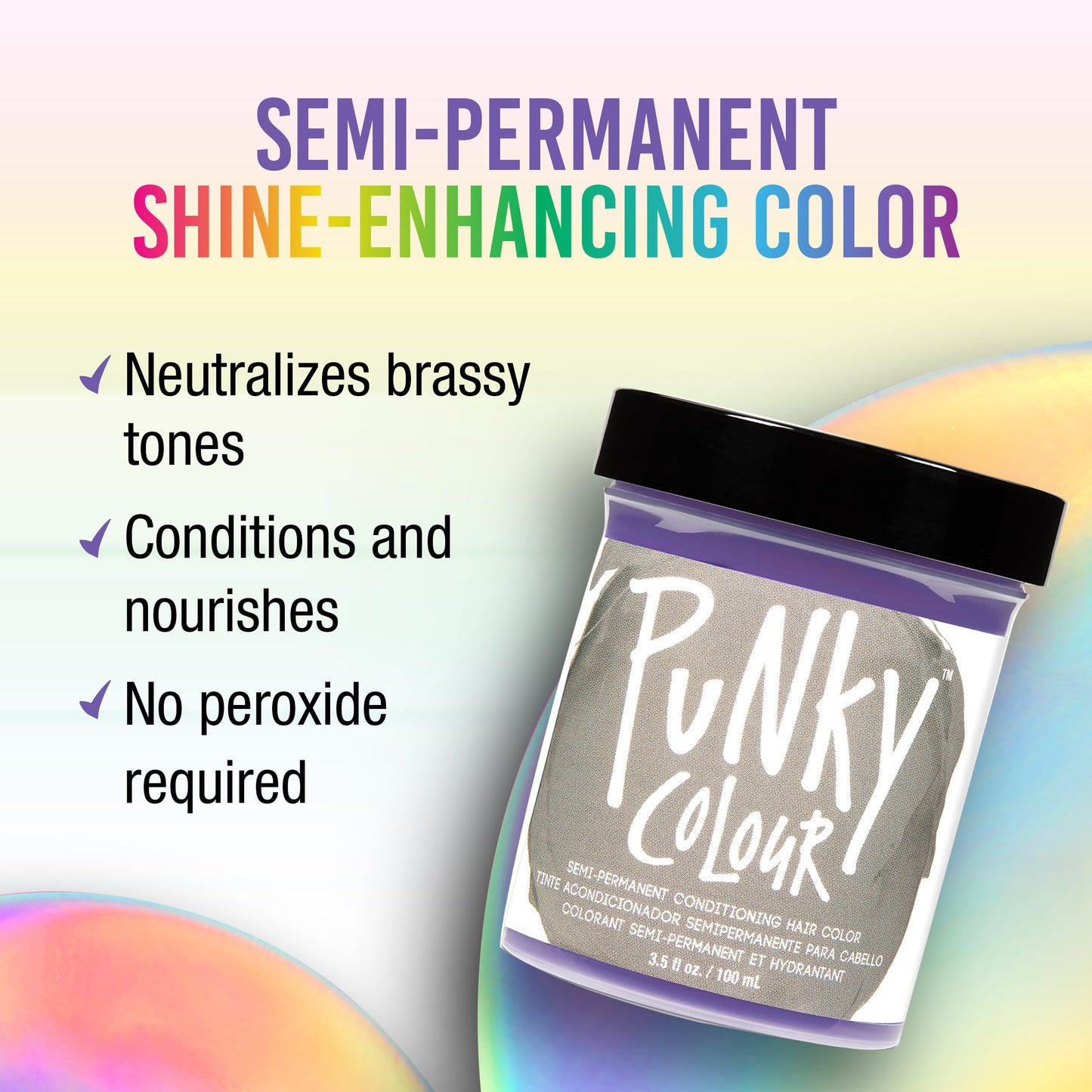 Punky Platinum Blonde Toner Semi Permanent Hair Color - Vegan, Cruelty-Free Conditioning Hair Dye, Lasts Up to 35 Washes, 3.5 fl oz
