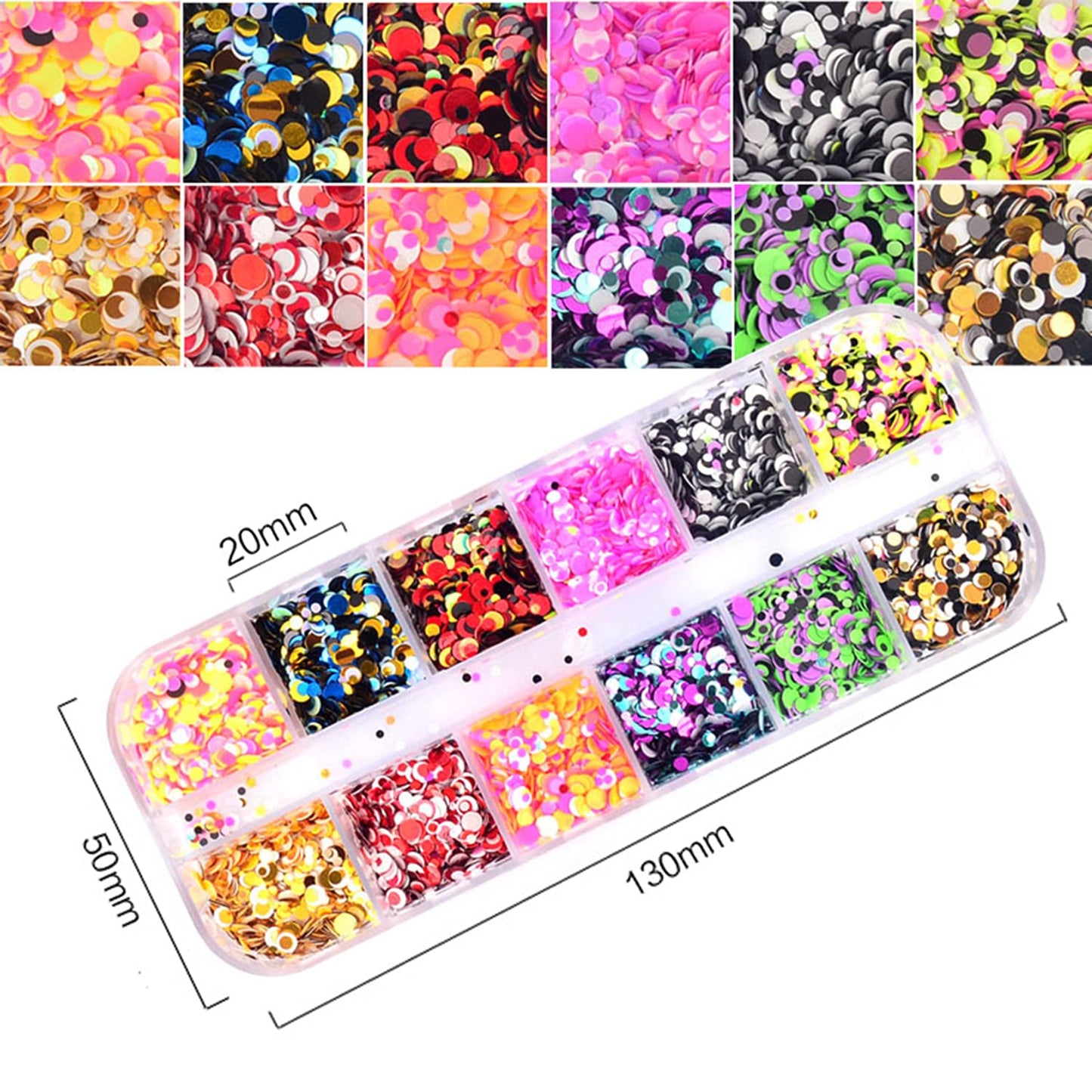 12 Colors Laser Mixed Circle Nail Glitter Sequins 3D Nail Art Accessories Holographic Round Shape Flakes Nail Art Design Acrylic Nails Supplies Women