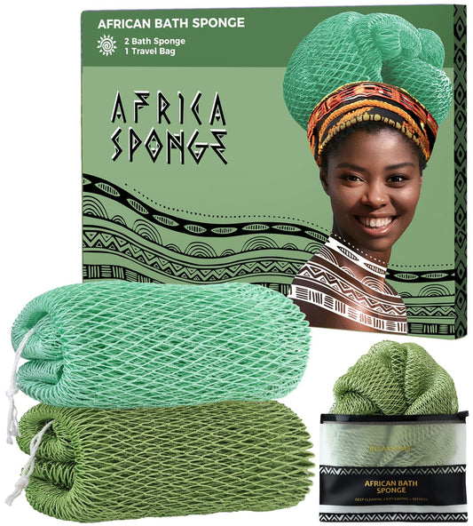 African Net Sponge Authentic -2 Pieces Exfoliating Scrubber for All Skin Types - Bath Washcloth Back Scrub for Shower - Body Exfoliator Sponge Beauty and Personal Care RelaxScene
