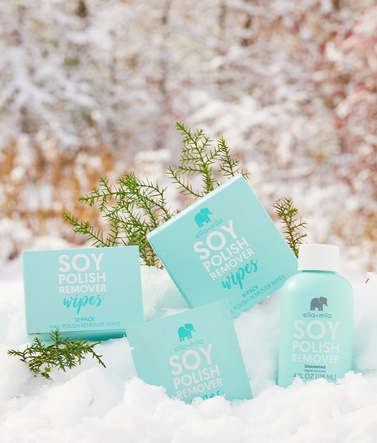 ella+mila Soy Nail Polish Remover Wipes - Non-Acetone, Non-Toxic Fingernail Polish Remover Pads - Travel Size, Individually Wrapped, Lint Free