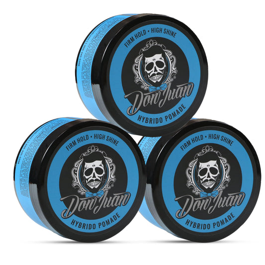 Don Juan Hybrido Pomade 3-Pack (4oz Each) | Water-Based Strong Hold, High Shine | With Plant Extracts & Ocean Minerals, Sea Breeze Scent