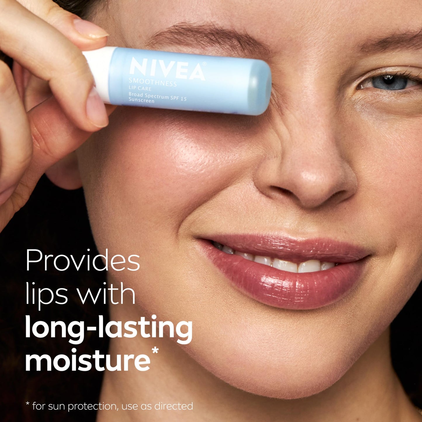 NIVEA Smoothness Lip Care, Sunscreen Lip Balm with SPF 15 Broad Spectrum, Shea Butter, Nourishing Oils and Vitamin C & E, 3-in-1 Moisture, Repair