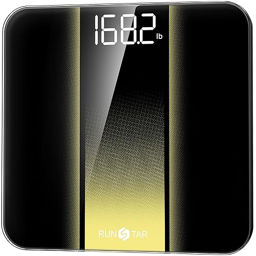 RunStar Digital Bathroom Scale for Body Weight with High Precision, Clear LED Backlight Display, Accurate Scale with 6mm Tempered Glass, 400lb