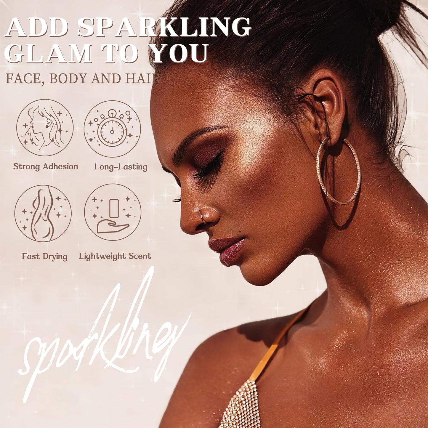Body Glitter Spray, Body Shimmer Spray Quick Drying Body Glow Shimmer Long-Lasting Shiny Glitter Spray for Women Men for St. Patrick's Day, Party