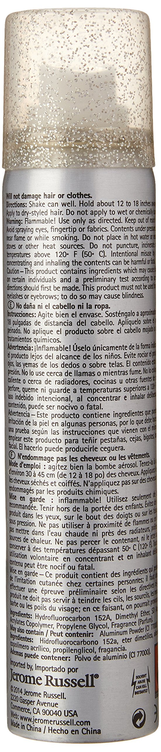 Jerome Russell Hair and Body Glitter Spray, Silver, 2.2 Ounce