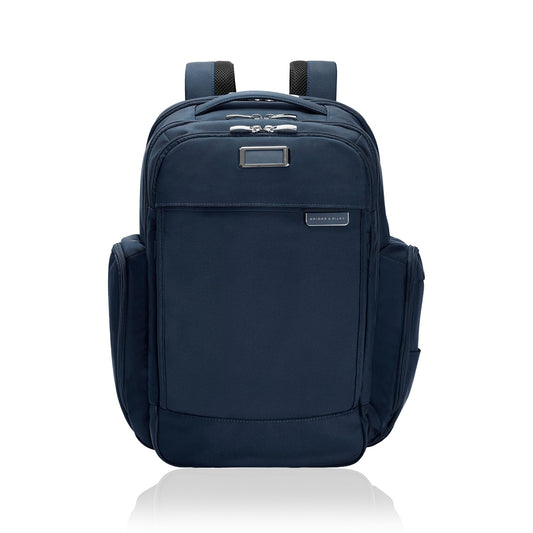 Briggs & Riley Traveler Backpack - Carry On Travel Backpack for Women & Men, Personal Item Travel Bag, Lightweight & Durable, Padded Straps, Fits up to 15" Laptop - Baseline Collection, Navy