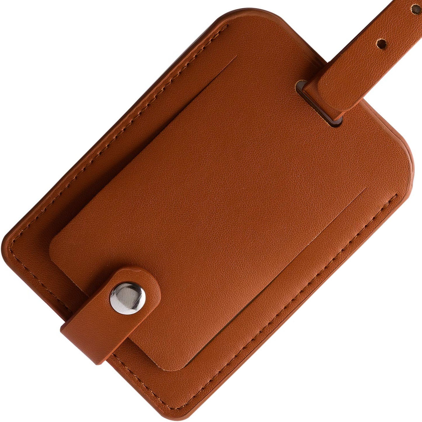 Luggage Bag Tags Leather Travel ID Labels Suitcase Name Tags with Snap - Set of 2