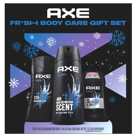 AXE Phoenix Fresh Gift Set for Men Body Wash, Spray & Antiperspirant, 48H Protection, Crushed Mint & Rosemary Scent (3 Piece Set) Beauty and Personal Care AXE