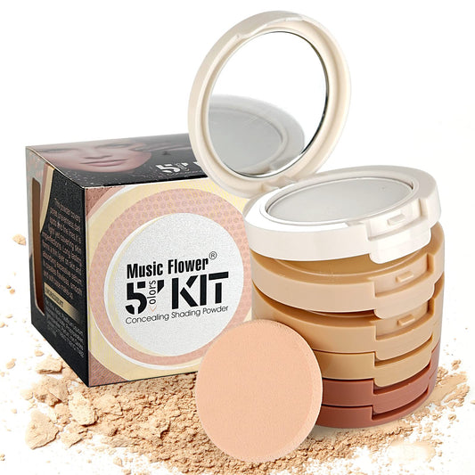 Meao Multi-layer 5 Colour Makeup Compact Make up Contour Face Bronzing Foundation Correcting Pressed Powder Facial Base Contouring Beauty Cosmetics