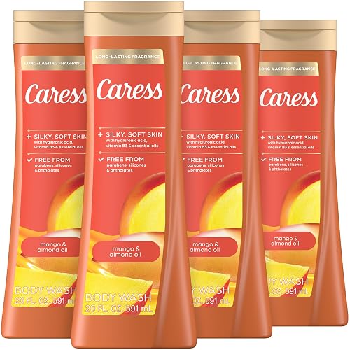 Caress Mango & Almond Oil Body Wash, 20 fl oz, 4 Pack