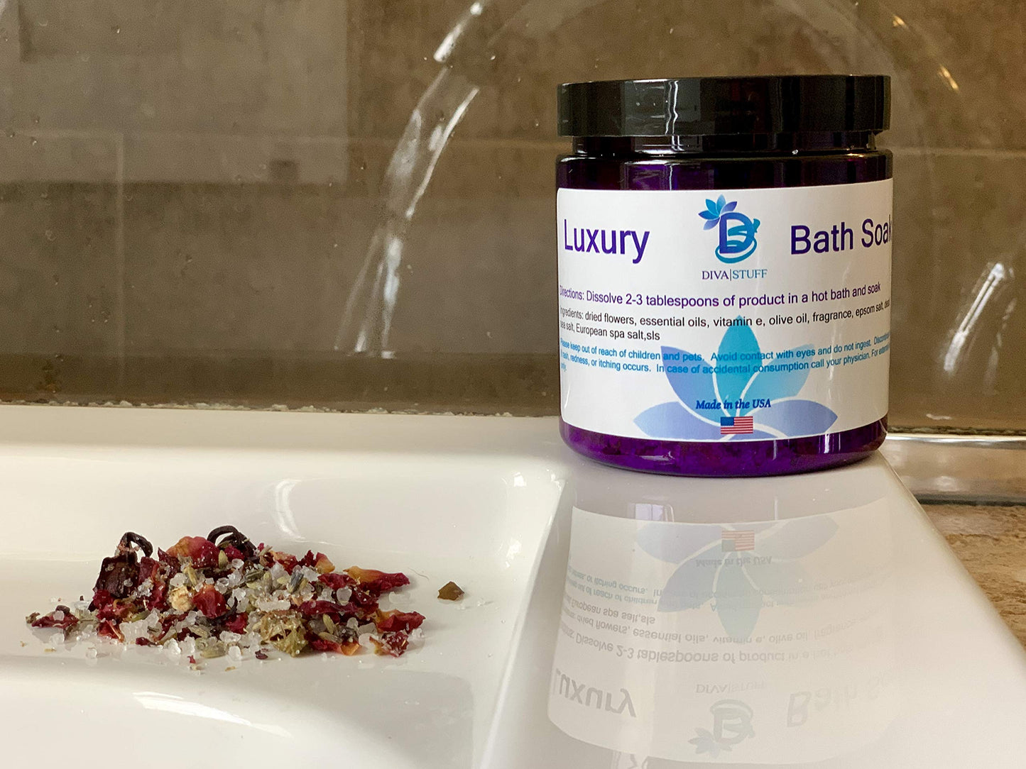 Luxury Bath Tea Soak With Epsom Salts, Dried Flowers and Essential Oils