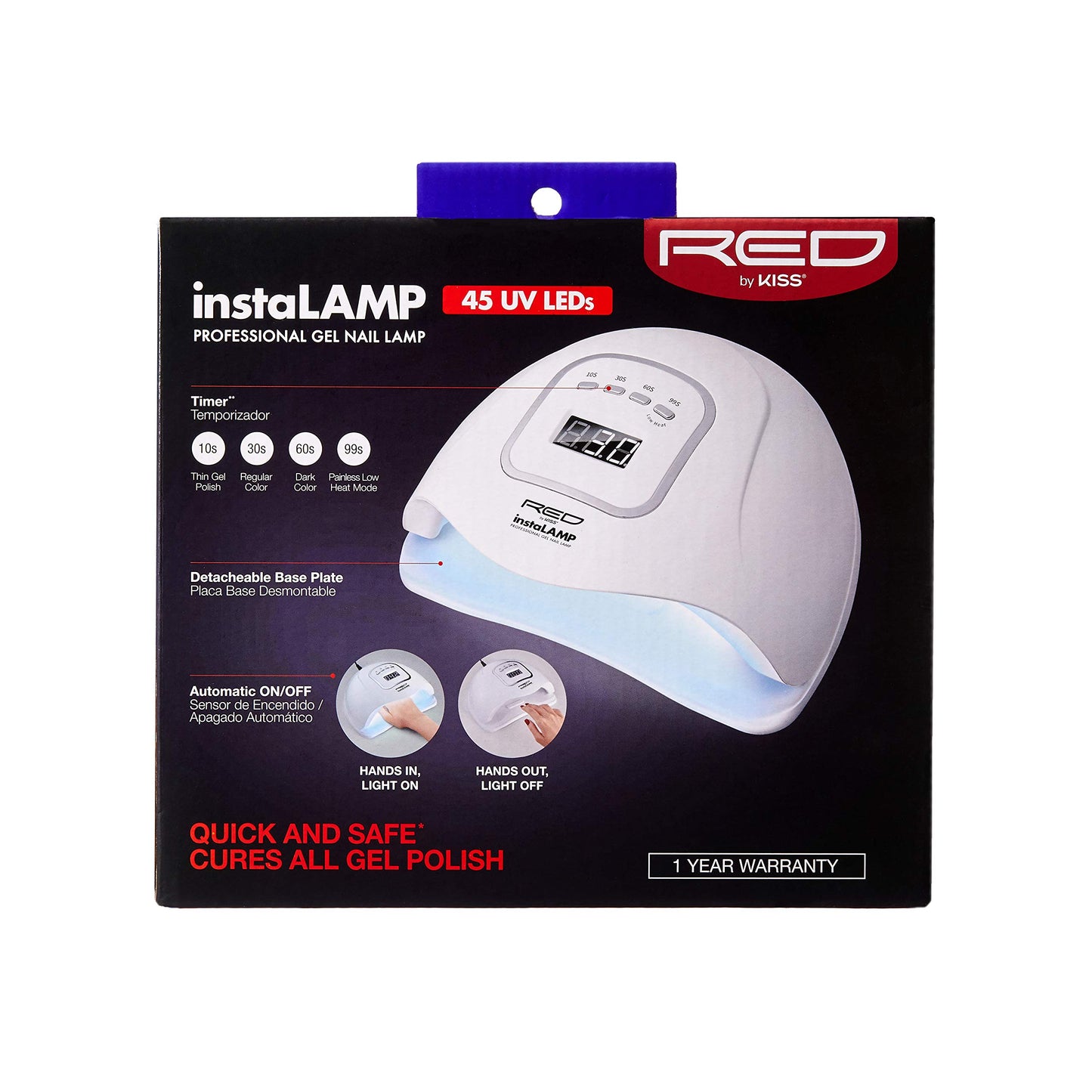 Red by Kiss instaLAMP Professional Gel Nail Lamp 45 UV LEDs with 4 Timers Beauty & Personal Care Red by Kiss