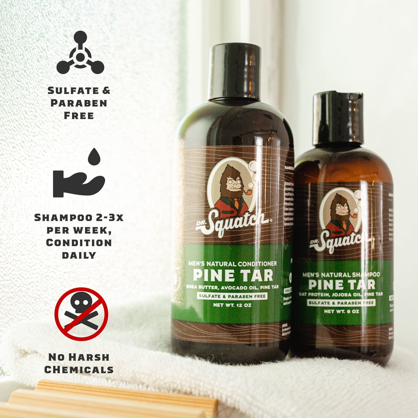 Dr. Squatch Men's Natural Soap and Hair Care - Snowy Pine Tar and Frosty Peppermint Shampoo and Conditioner - Blizzard Expanded Pack - Limited Edition