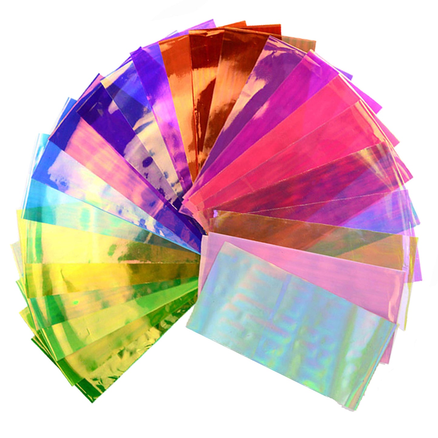 Beaute Galleria 24 Pieces Mixed Colors Nail Art DIY Holographic Shattered Broken-Glass Reflective Mirror Shard Effect Rainbow Thin Iridescent