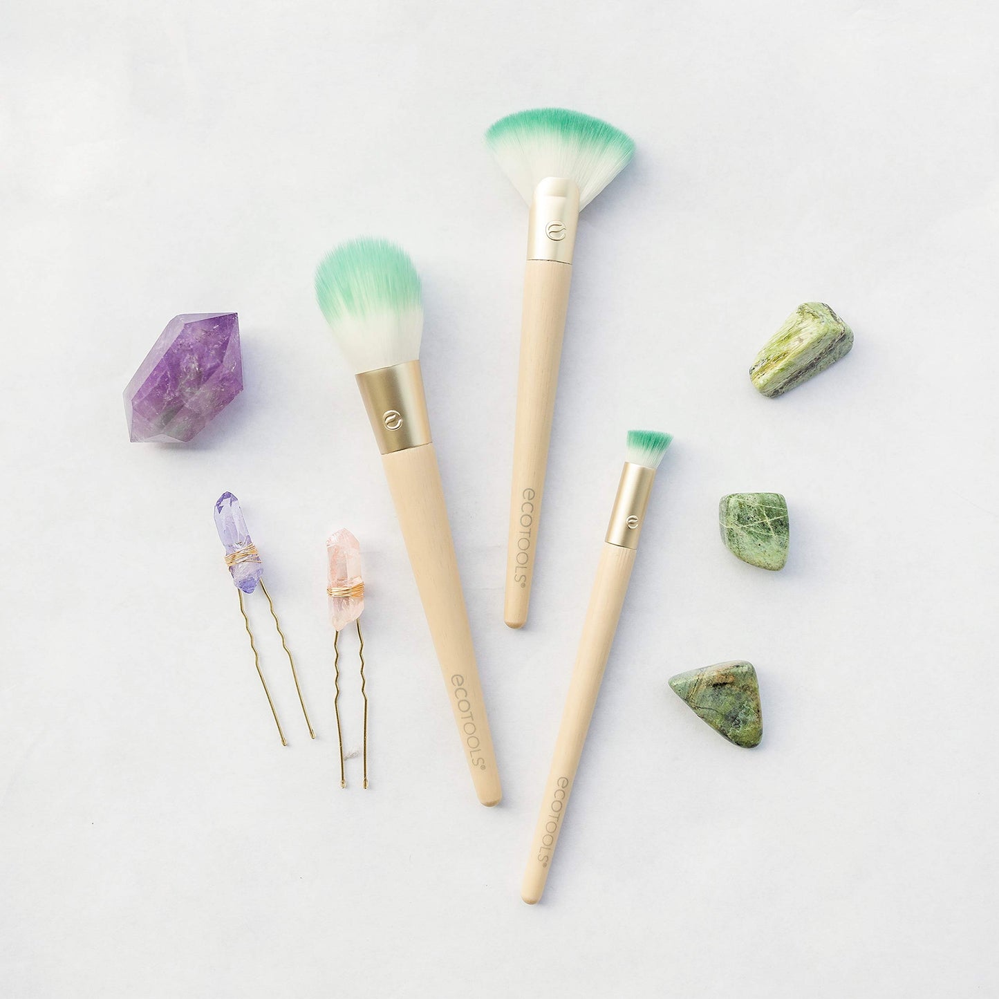 Ecotools Glossy Finish MakeUp Brush Set, Beige/Green (Set of 5)