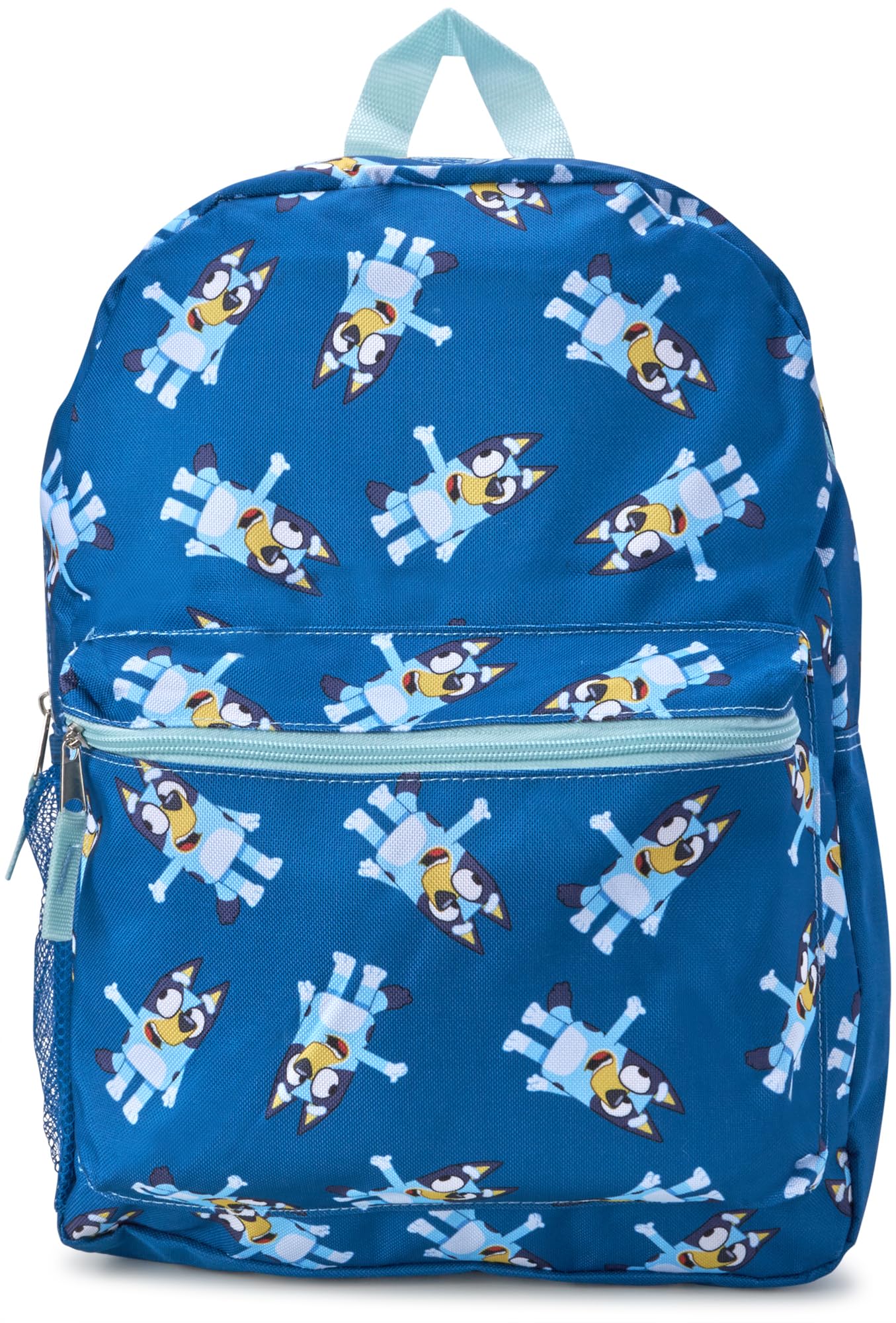 Fast Forward Bluey Kids Backpack - 16 Inch Bookbag Elementary Backpack for School Girls & Boys with Adjustable Padded Straps, Bluey Blue/Aop