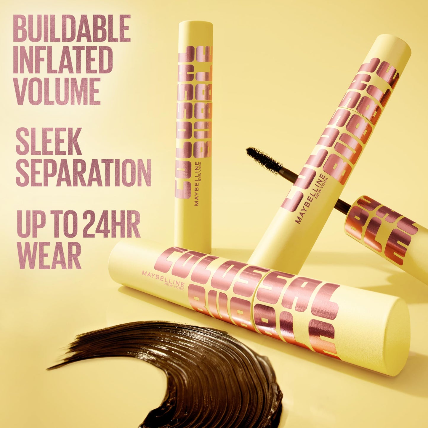 Maybelline The Colossal Bubble Mascara, Buildable Mascara Volume and Length Formula for Bold, Separated, Sleek Lashes, Washable Formula, Copper Brown Beauty and Personal Care MAYBELLINE