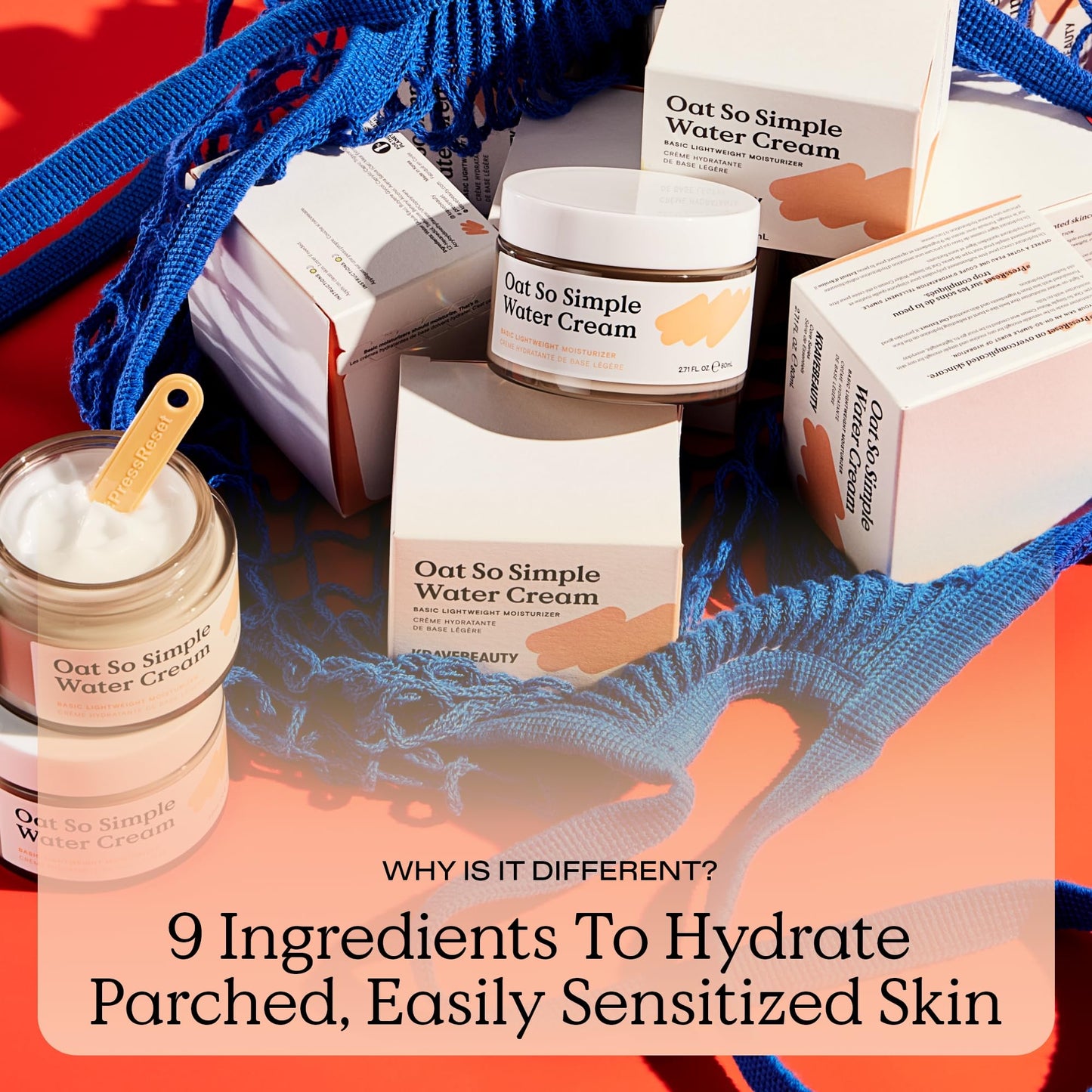 KraveBeauty Oat So Simple Water Cream Moisturizer, Calming, Lightweight Hydrating Gel Face Cream for Sensitive Skin with Oat Extract & Squalane