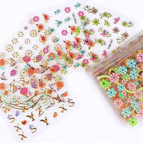 MBETA Gold Nail Art Sticker Decals 3D Exquisite Pattern Nail Art Bronzing Stickers Luxury Self-Adhesive Butterfly Flowers Valentine's Day Design DIY Beauty & Personal Care MBETA
