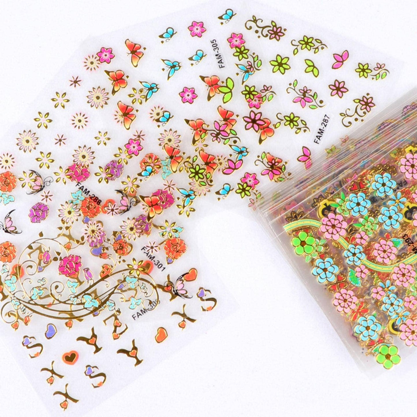 MBETA Gold Nail Art Sticker Decals 3D Exquisite Pattern Nail Art Bronzing Stickers Luxury Self-Adhesive Butterfly Flowers Valentine's Day Design DIY Beauty & Personal Care MBETA