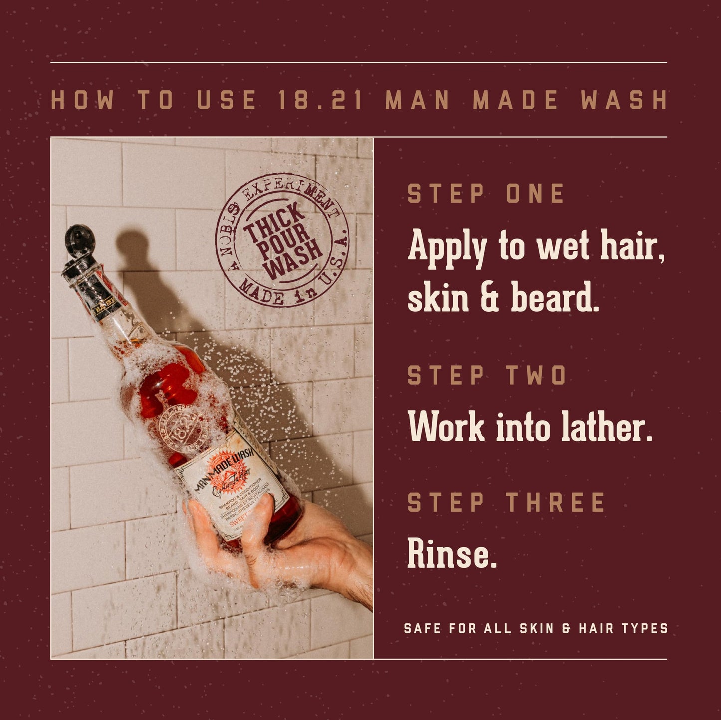 18.21 Man Made Original Sweet Tobacco 3-in-1 Body Wash, Shampoo, & Conditioner for Men, All Hair & Skin Types, Strengthens and Moisturizes in a Manly Beauty and Personal Care 18.21 Man Made