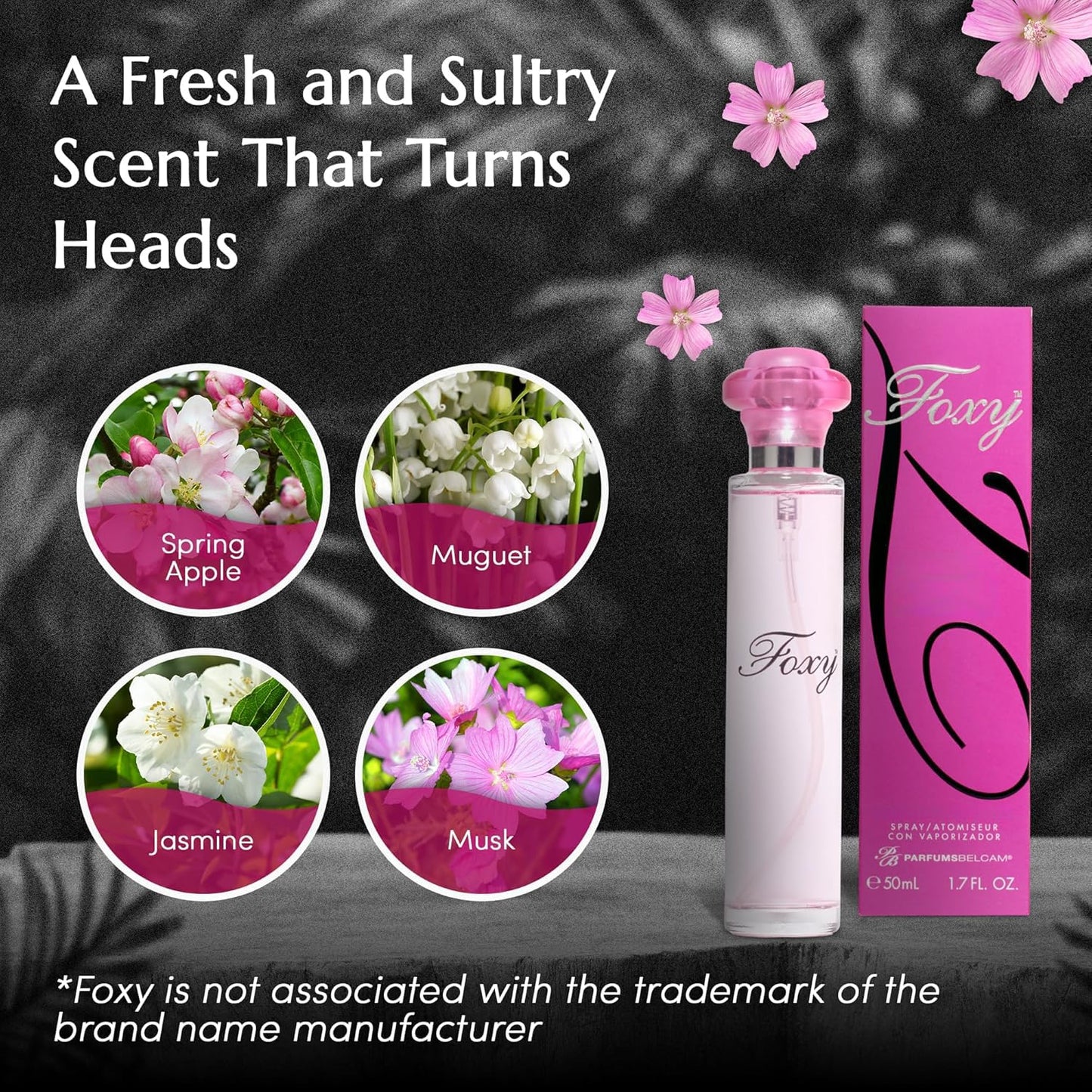 PB ParfumsBelcam Foxy Eau de Parfum Spray for Women - Glam Fruity Floral Women’s Perfume with Apple, Jasmine & Musk - Flirty Feminine Scent, Affordable Everyday Fragrance, 1.7 Fl Oz
