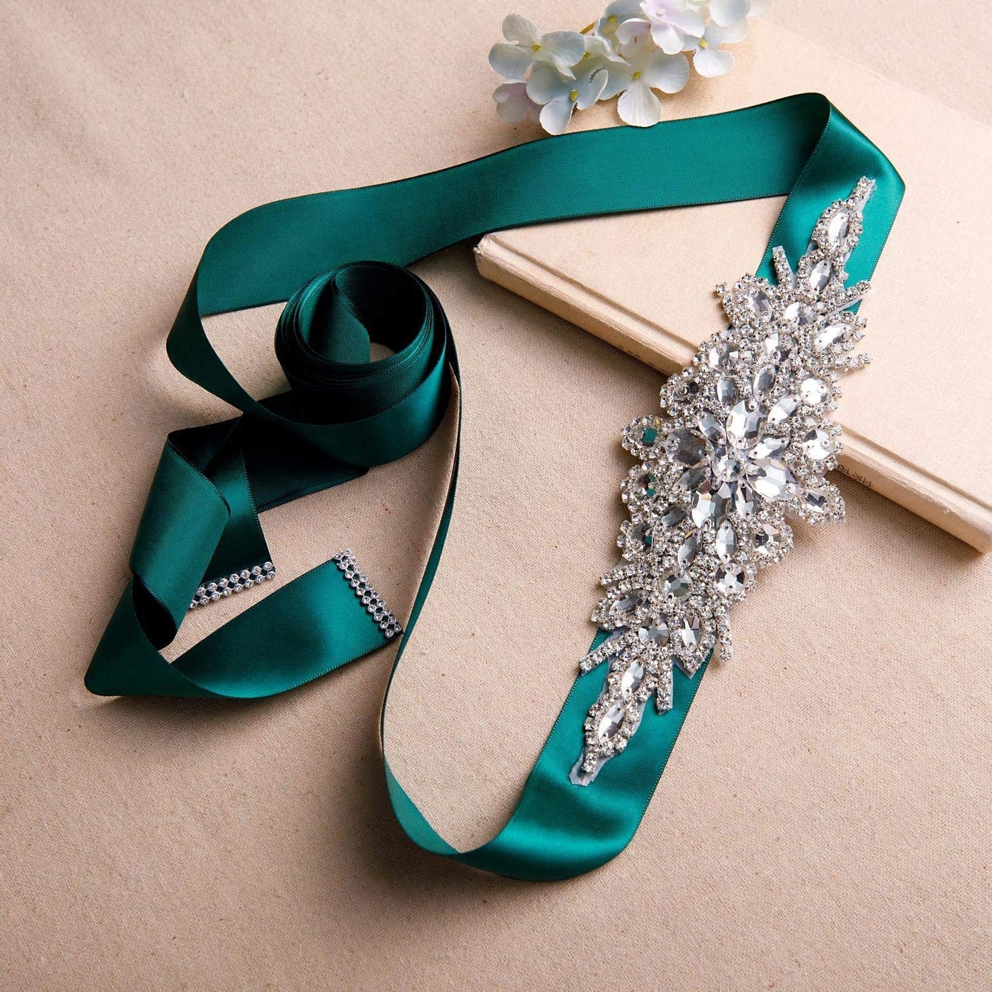 Ulalaza Women Prom Evening Dress Decorative Waistband Bridal Crystal Sashes Wedding Belt Sash with Rhinestones