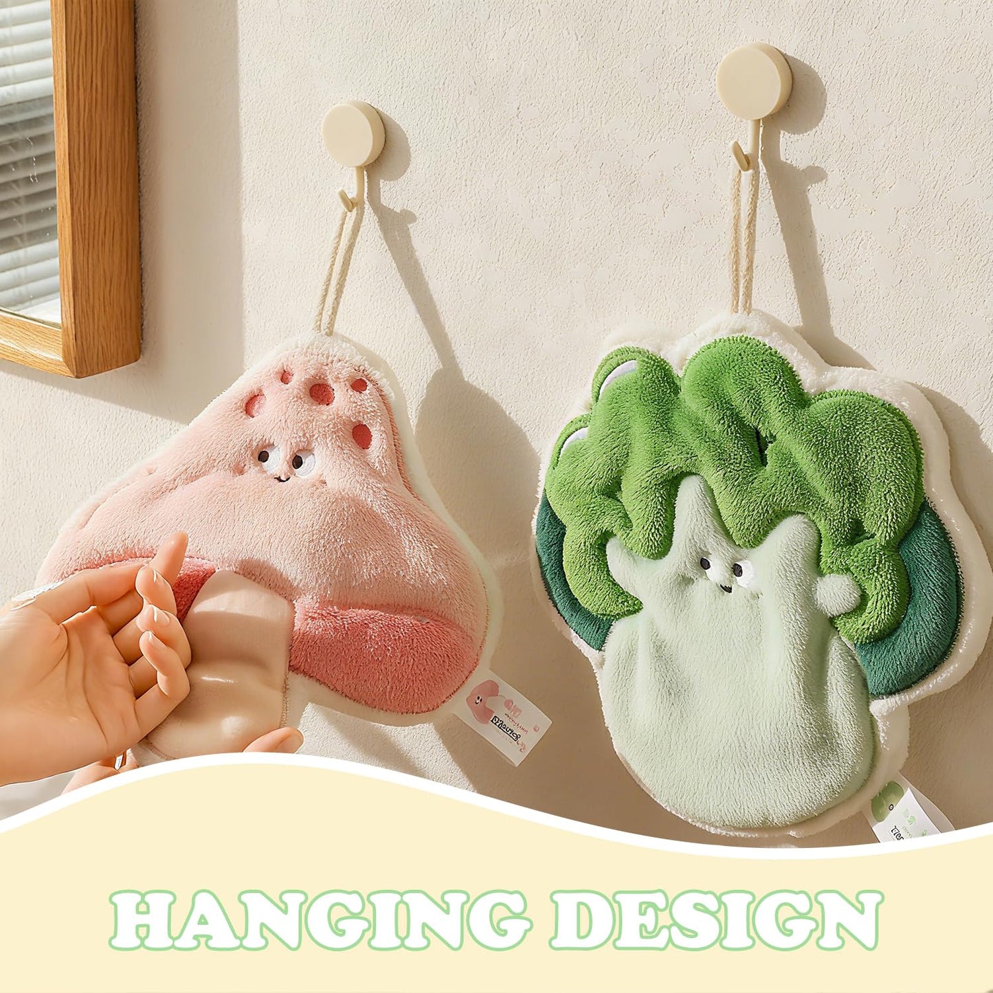 Funny Vegetables Kitchen Towels Decorative Set of 4, Absorbent Kitchen Towels Dish Towel for Home Bathroom Gym Hotel Holiday Décor