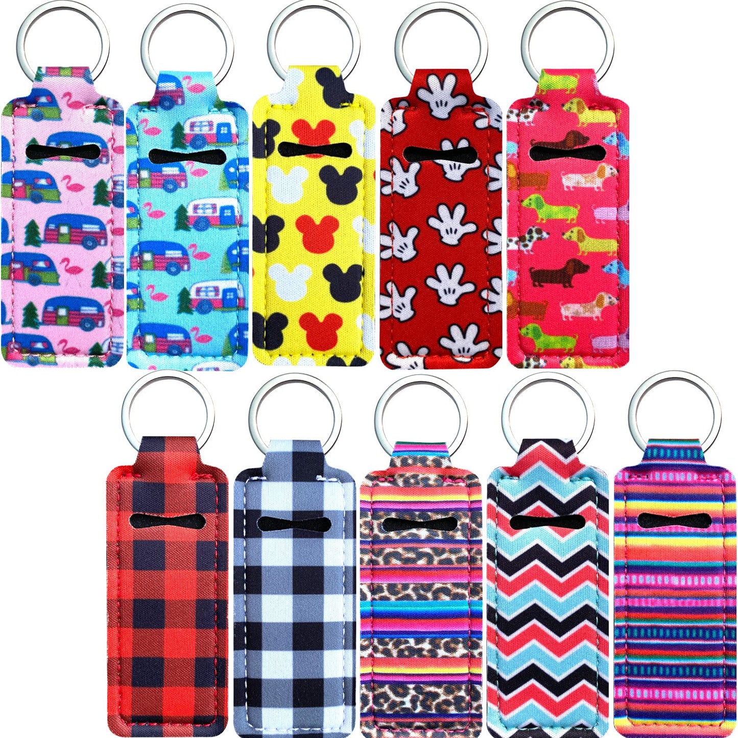 PUEZOKLY 40pcs Travel Bottles Key chain Set with Wristlet Chapstick Holders keychain Hand Sanitizer Holder Keychain with Empty Bottles